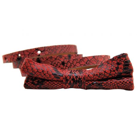 CEINTURE EN CUIR NAPPA PYTHON CUIR ROUGE BOUCLE BOW TIE