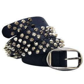 CEINTURE EN CUIR BLEU BORCH SILVER TIP