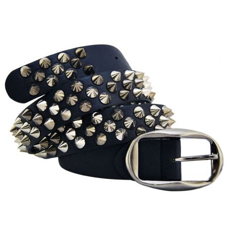 CEINTURE EN CUIR BLEU BORCH SILVER TIP