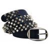 CEINTURE EN CUIR BLEU BORCH SILVER TIP