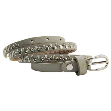 CEINTURE EN CUIR GLACÉ CLOUS ET DE STRASS