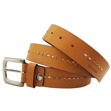 BELT CALF LEATHER IMPUNT MULTICOLOR BUCKLE METAL ARG LOGO MISSONI