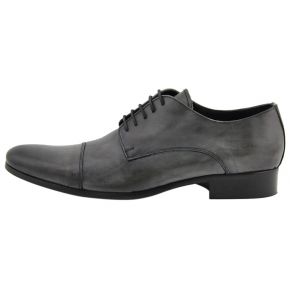 ELEGANTE ALLAC DE PIEL DE BECERRO BRILLANTE PINCEL GRIS NEGRO