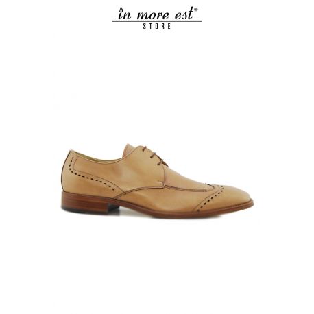 ÉLÉGANT EN CUIR MARRON À LACETS USINAGE DE POINTE