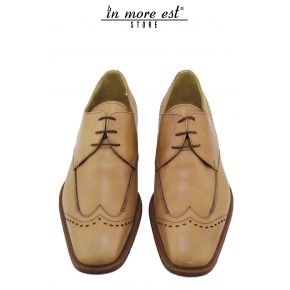 ÉLÉGANT EN CUIR MARRON À LACETS USINAGE DE POINTE