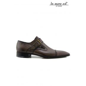 ELEGANTE PELLE MARRONE FIBIA OTTONE