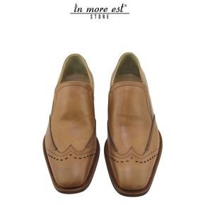 ELEGANTE PELLE MARRONE LAVORAZIONI PUNTA