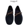 MOCCASIN SUEDE BLUE BOW BROWN LEATHER