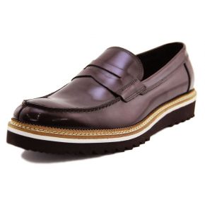 MOCCASIN ELEGANT BORDEAUX POLISHED THE BOTTOM OF CREPE RUBBER, WHITE