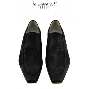 MOCASSIN ÉLÉGANT DE VEAU NOIR LONG FORET CARRÉ