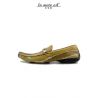 MOCASSIN PYTHON BEIGE-BRUN À GRAIN PLACC MÉTAL ARGENTÉ LOGO DES GARDIENS