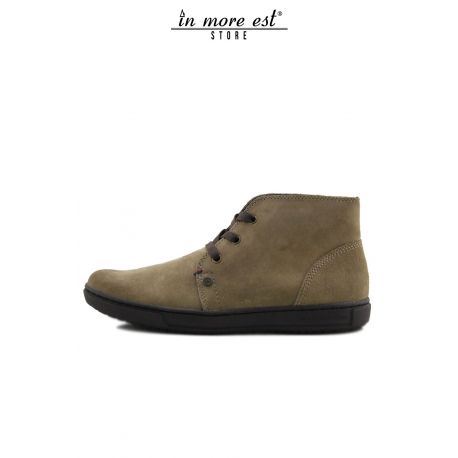 ANKLE BOOT BEIGE SUEDE BROWN LACE-UP FONDO PARA RUBBER BROWN