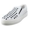 SLIP-ON EN CUIR BLANC NOIR GOUJONS