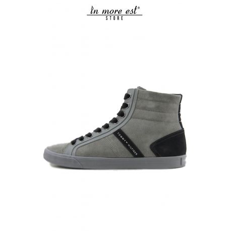 DE ALTA-TOP ZAPATILLAS DE GAMUZA GRIS MARRÓN CORDONES