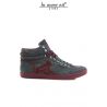 HIGH-TOP SNEAKERS, GREY/RED SUEDE