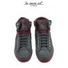 HIGH-TOP SNEAKERS, GREY/RED SUEDE