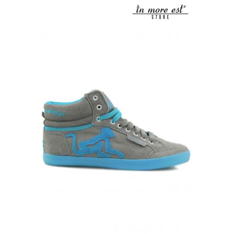 HIGH-TOP SNEAKERS GRIS/TURQUOISE SUEDE