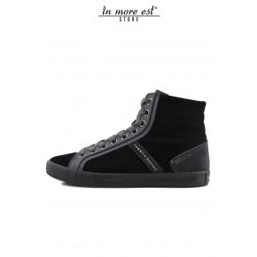 HIGH-TOP SNEAKERS BLACK/GREY SUEDE/LEATHER, PARA RUBBER, GRAY