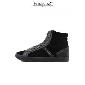 HIGH-TOP SNEAKERS NOIR/GRIS, DAIM/CUIR, LE CAOUTCHOUC DE PARA, GRIS