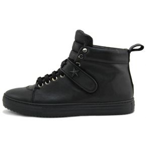 HIGH-TOP SNEAKERS BLACK CALF BLACK STAR STRAP