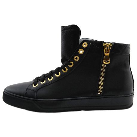 HIGH-TOP SNEAKERS NOIR VEAU ZIP CÔTÉ