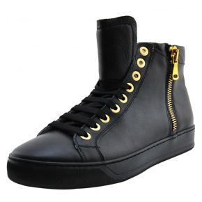 SNEAKERS ALTA VITELLO NERO ZIP LATERALE