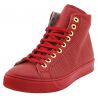 HIGH-TOP SNEAKERS CALFSKIN RED PERFORATED