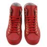 DE ALTA-TOP SNEAKERS DE PIEL DE BECERRO ROJO PERFORADO