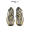 SNEAKERS LOW SUEDE TAUPE LEATHER AND GRAY FABRIC COAT-OF-ARMS LATERAL G