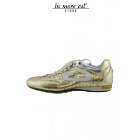 SNEAKERS LOW LAMIN GOLD/ARG LOGO G WHITE PAINT