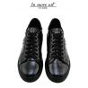 SNEAKERS LOW GLOSS BLACK BOTTOM RUBBER INSERT PACIOTTI SILVER