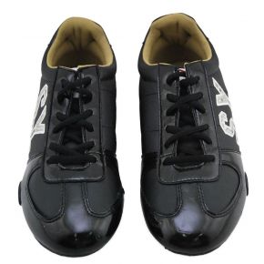 SNEAKERS BASSA NERA VERNICE LUCID FONDO GOMMA NERA LOGO SY ARGENTO