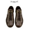 SNEAKERS LOW TEXTILE FABRIC WITH COAT OF ARMS PACIOTTI BROWN LEATHER