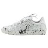 SNEAKERS BASSA VITELLO BIANCO SCHIZZI VERNICE NERA