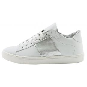 ZAPATILLAS BAJAS CUERO BLANCO/PLATA