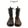 ANKLE BOOTS HIGH BROWN LEATHER SCRATCHED, LACE-UP AND SIDE ZIP BOTTOM CARARMATO