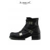 BOOTIE AMPHIBIAN, BLACK CALF LACE-UP AND AUTOMATIC BUCKLES FOR METAL ARG FUND CARARMATO BLACK