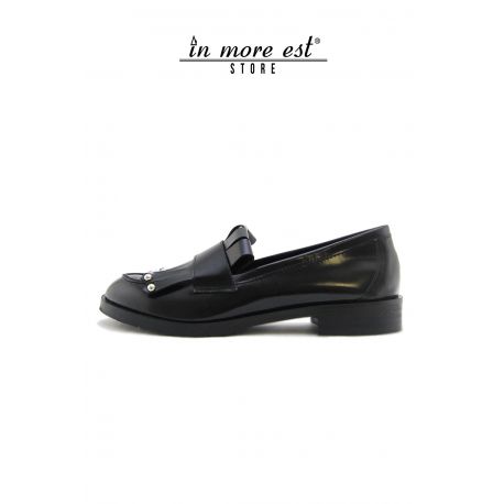 LOAFER BLACK CALF FRINGE STUDDED