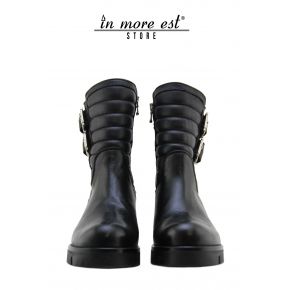 ANKLE-BOOTS LOWER LEG AND BLACK LOW CALF BUCKLES METAL, BURNISH THE BOTTOM RUBBER CARARMATO BLACK