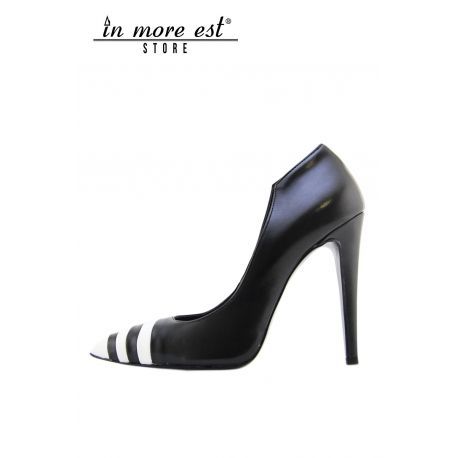 DECOLLETE' HIGH BLACK TOE BLACK LINES/WHITE CALF