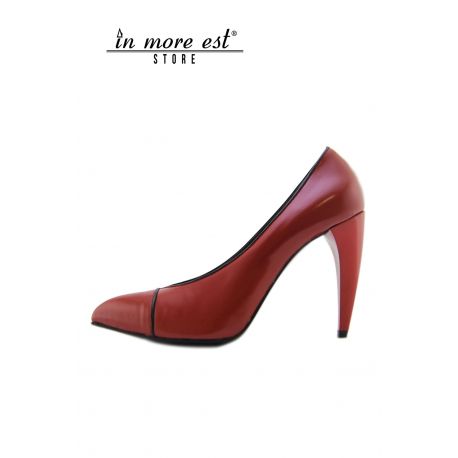 DECOLLETE' TOP-TIP RED PATENT TRIM BLACK HEEL PLASTIC RED