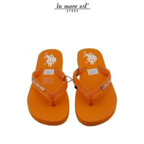 CHANCLAS MAR DE GOMA DE COLOR NARANJA LOGO DEL POLO