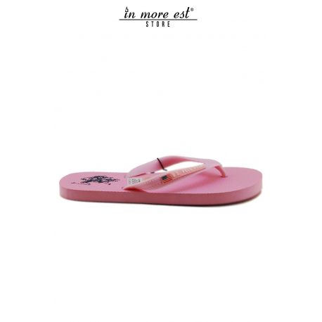 FLIP FLOPS DE LA MER DE CAOUTCHOUC ROSE LOGO DE L'US POLO