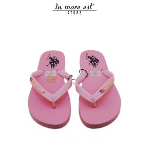 FLIP FLOPS DE LA MER DE CAOUTCHOUC ROSE LOGO DE L'US POLO