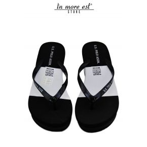 FLIP FLOPS MER WEDGE BLANC/NOIR DEUX TONS EN CAOUTCHOUC