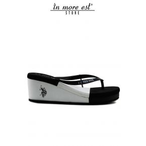 FLIP FLOPS MER WEDGE BLANC/NOIR DEUX TONS EN CAOUTCHOUC