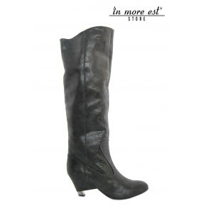 THE BOOT MEDIUM GREY LUREX SHINY LEG HIGH HEEL METAL SILVER