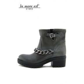ANKLE BOOTS MEDIUM-LEG LOW CALF GRAY CHAIN BURNISHED THE BOTTOM OF THE RUBBER CARARMATO