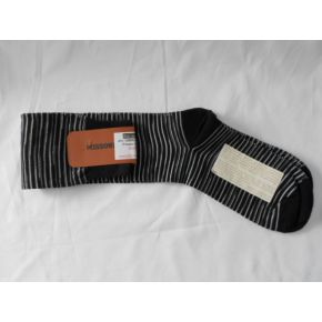 CHAUSSETTES LUNHI LIGNES NOIRES BLANC/GRIS