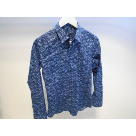 SHIRT ELAST BLUE FLOWERS COTTON